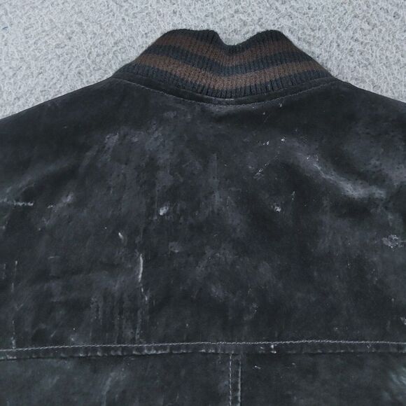Vintage Seude Leather Varsity Jacket Mens XL Brown & Black Thick Lined - Picture 7 of 16